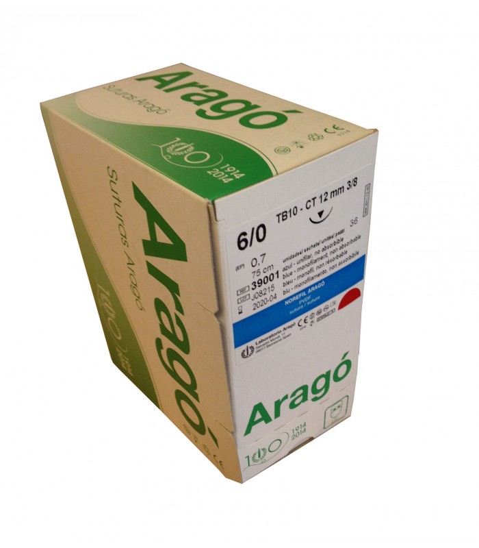 Sutures Norefil 6/0 75cm CT 12mm 3/8 Bleu Boite/36